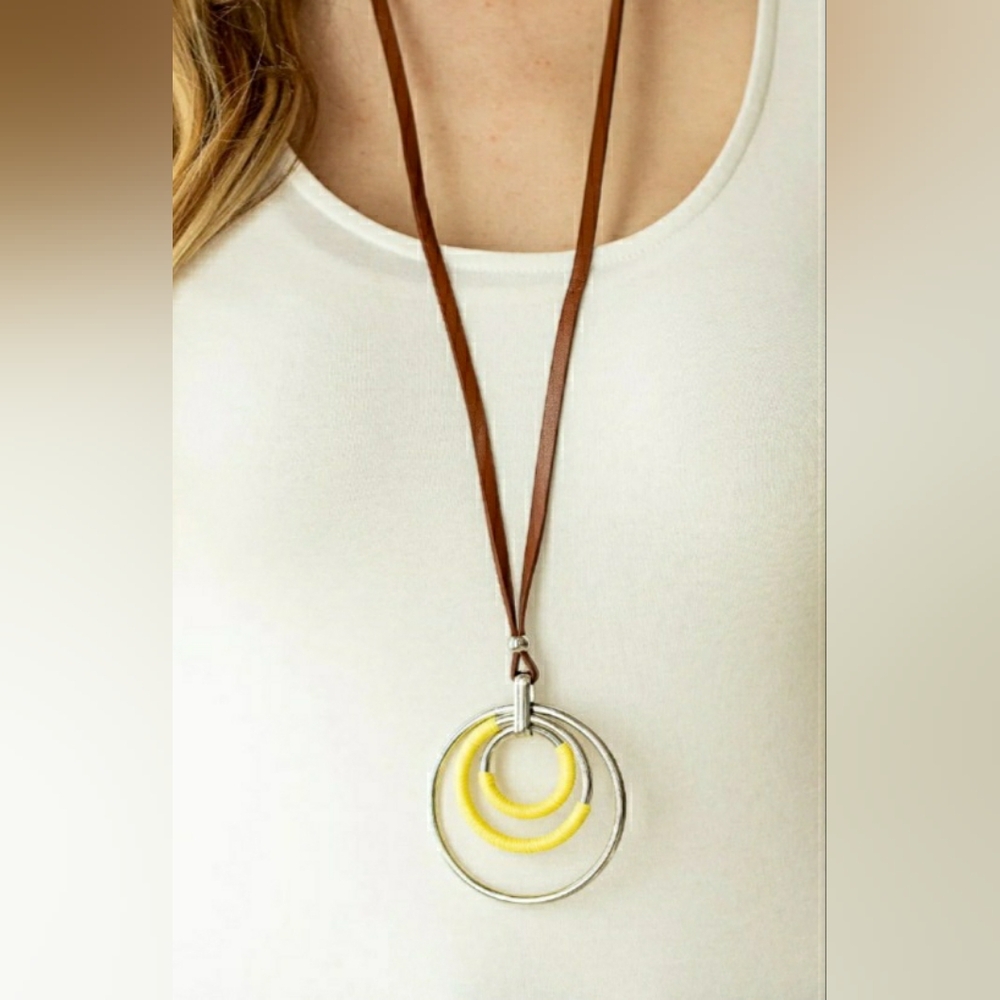 Brown and Yellow Pendant Necklace